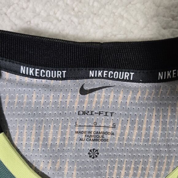 Nike Court Advantage Mens Large Dri Fit Tennis Shirt Black Yellow FD5322-010 L - Picture 3 of 7